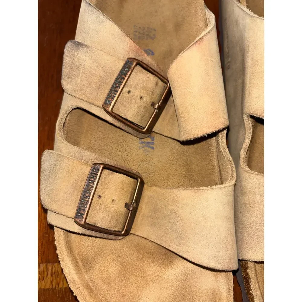 Birkenstock Arizona taupe suede slide-on sandals (size 42/women’s 11)